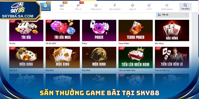 Săn thưởng game bài tại Sky88